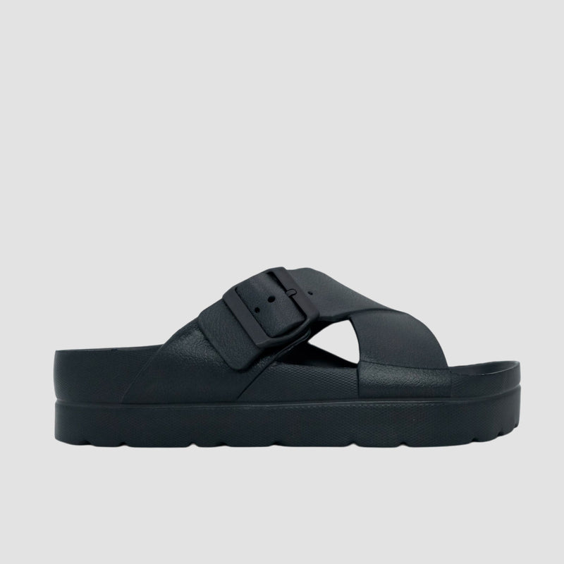Sandalias flats Milan para mujer color negro