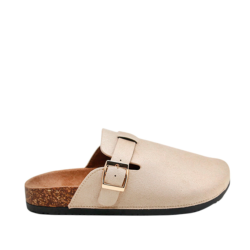 Sandalias flats Clogy para mujer color hueso