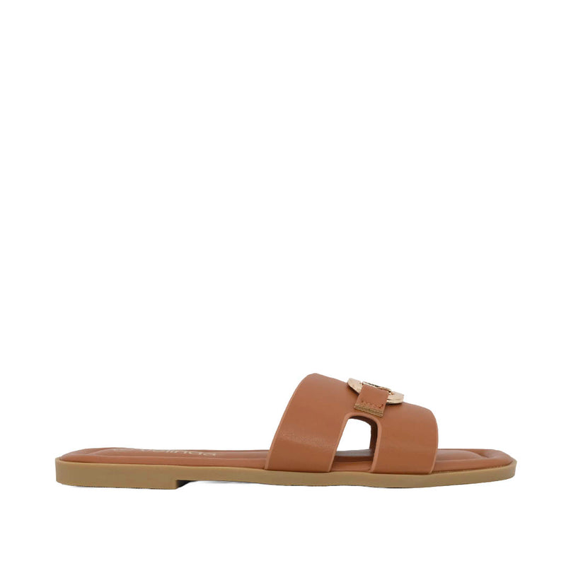 Sandalias Flats Amanda para mujer color tan