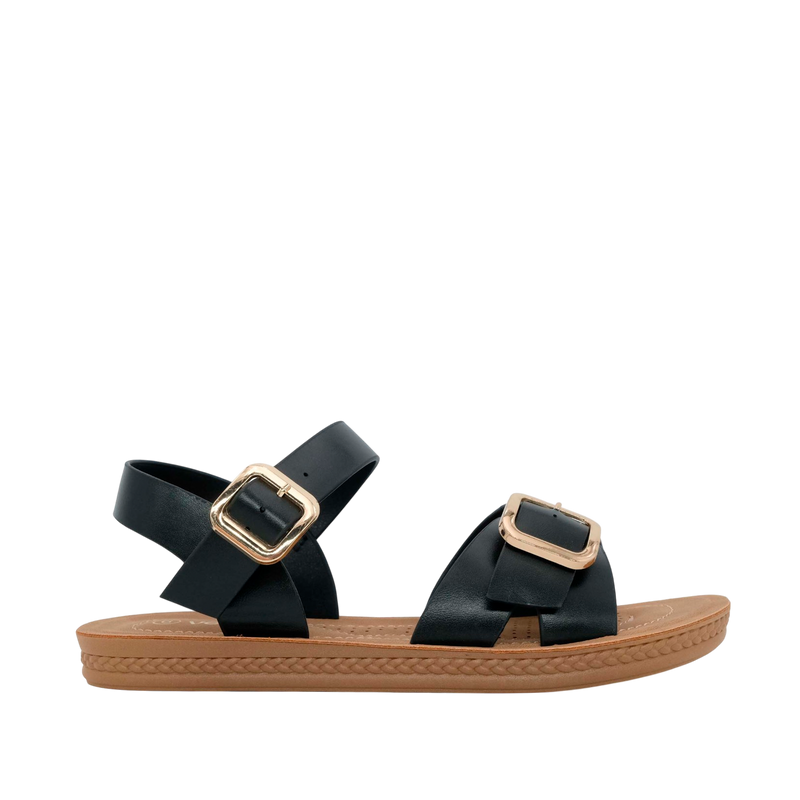 Sandalias flats Nova para mujer color negro